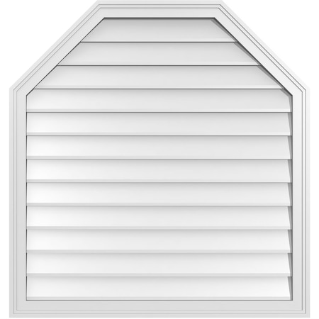 Ekena Millwork Octagonal Top Surface Mount PVC Gable Vent w/ 2"W x 1-1/2"P Brickmould Frame, 36"W x 38"H GVPOT36X3802SN